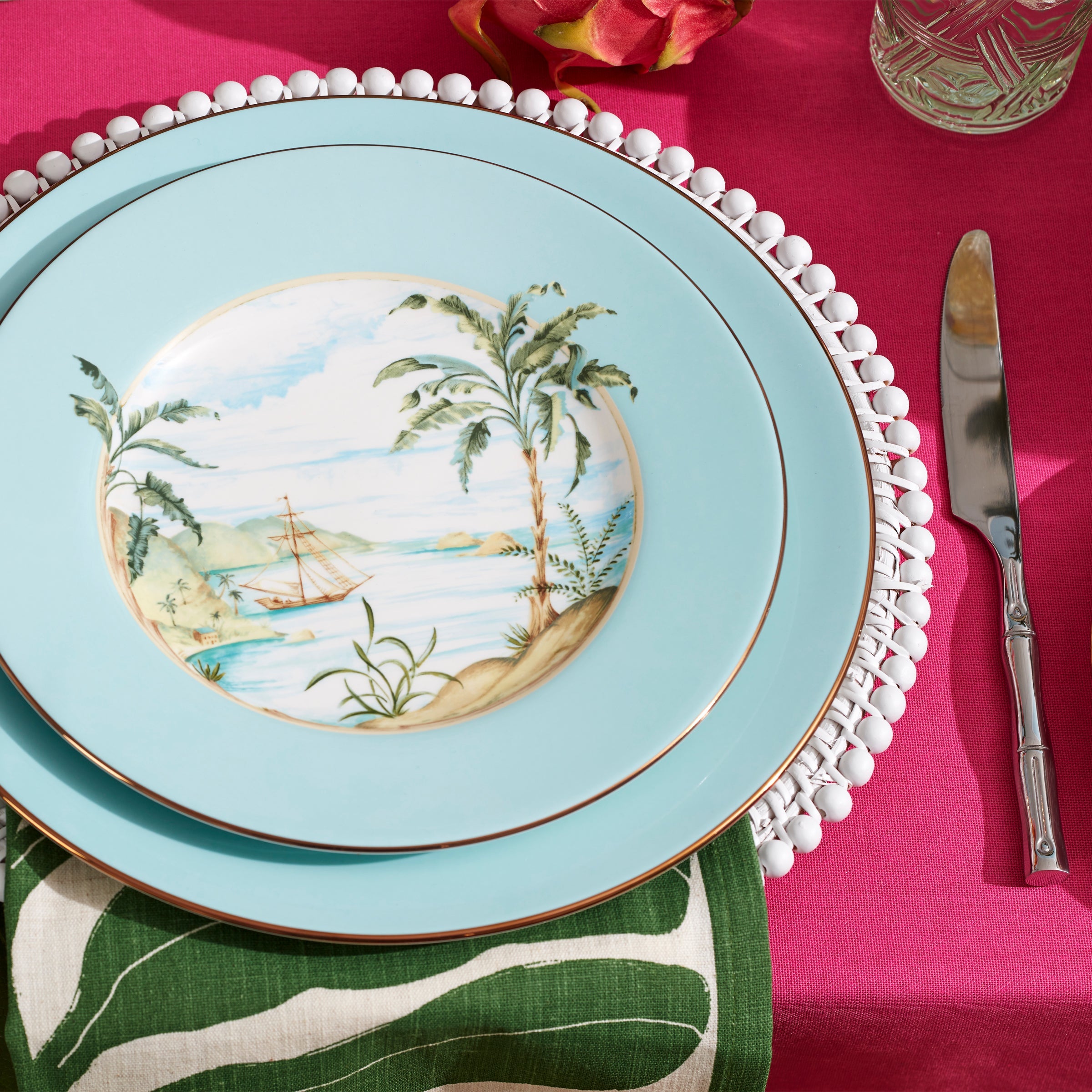 Tropical Palm Border Porcelain Dinner Plate - Image 4