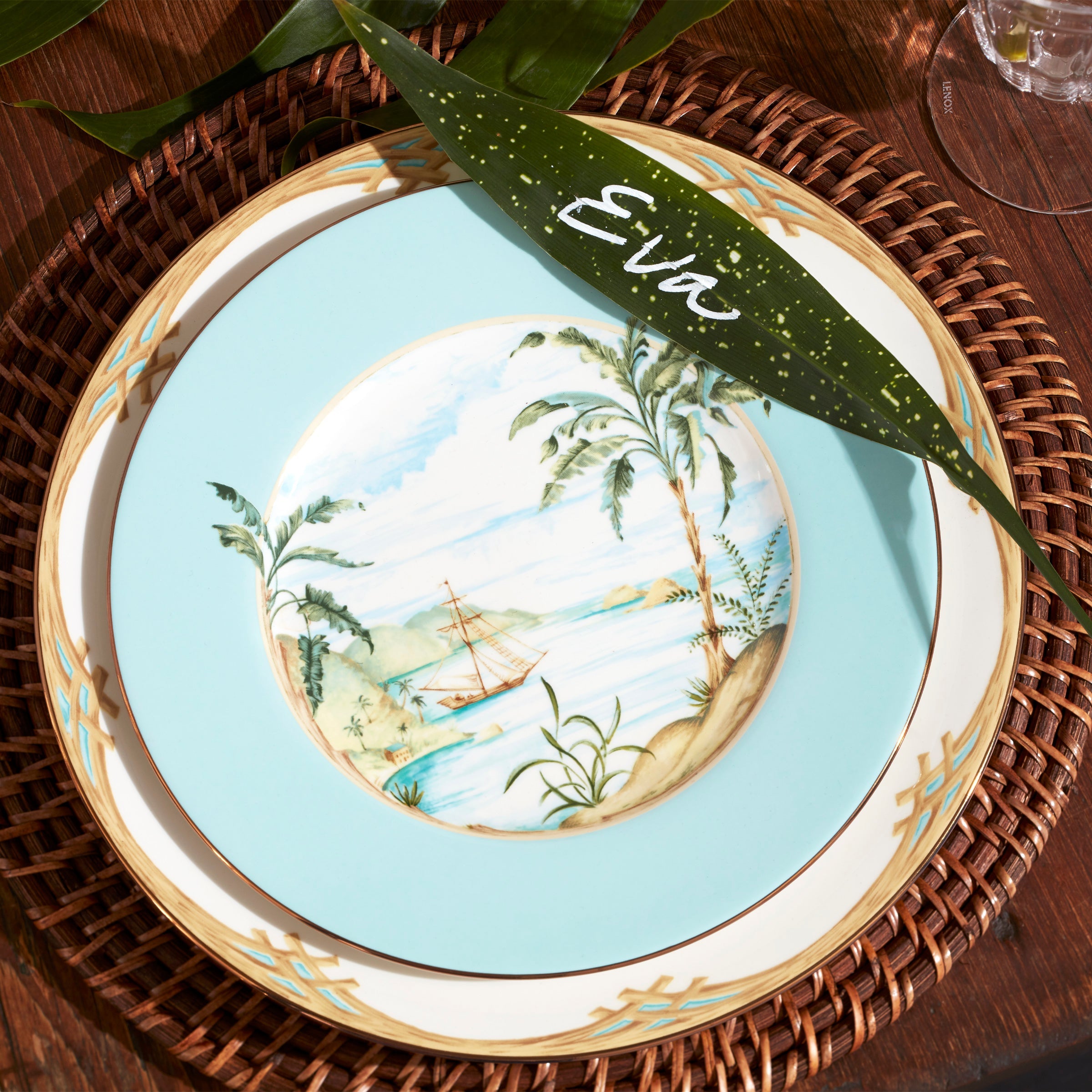 Tropical Bamboo Border Porcelain Dinner Plate - Image 10