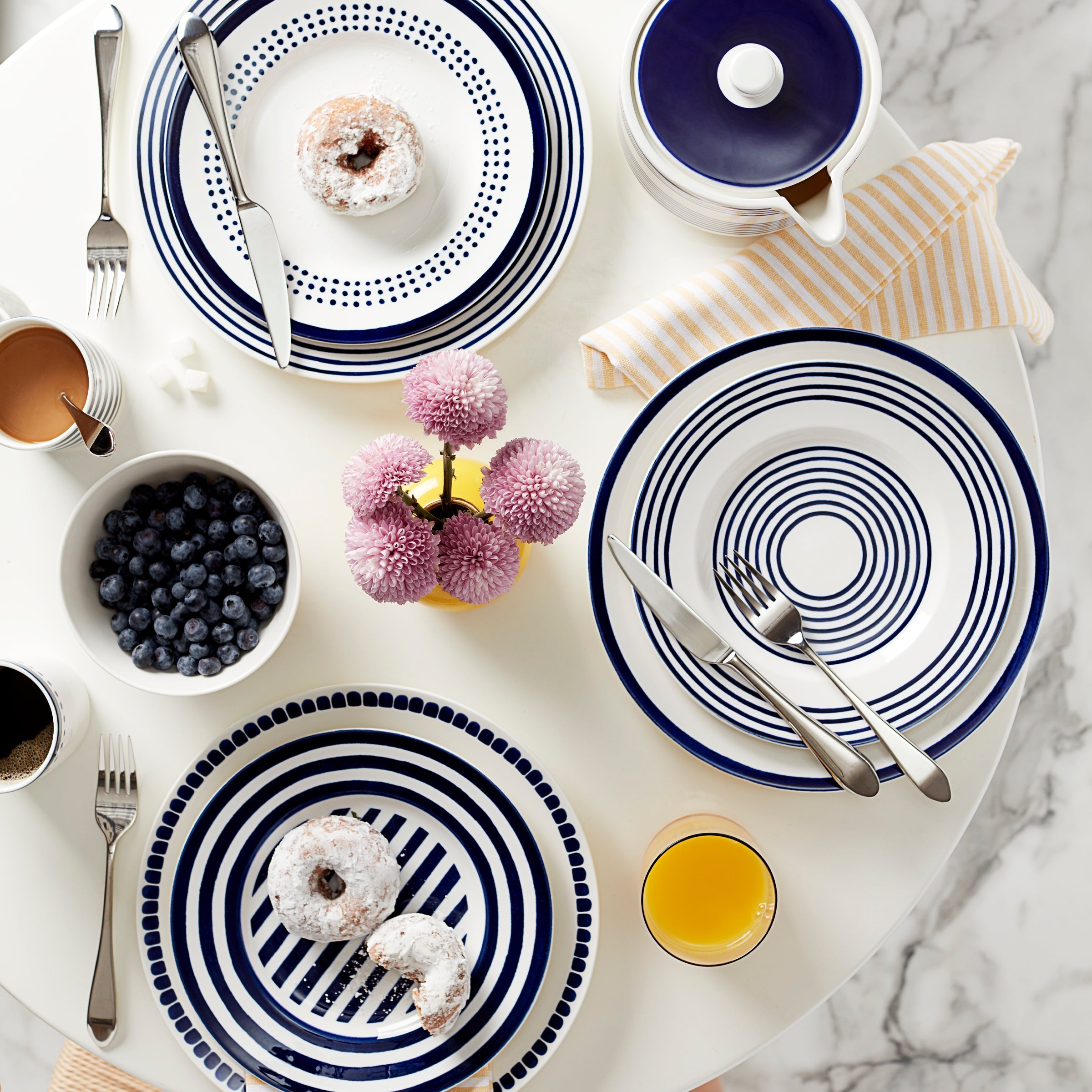 Blue Diagonal Stripe Dinner Plate - Image 3