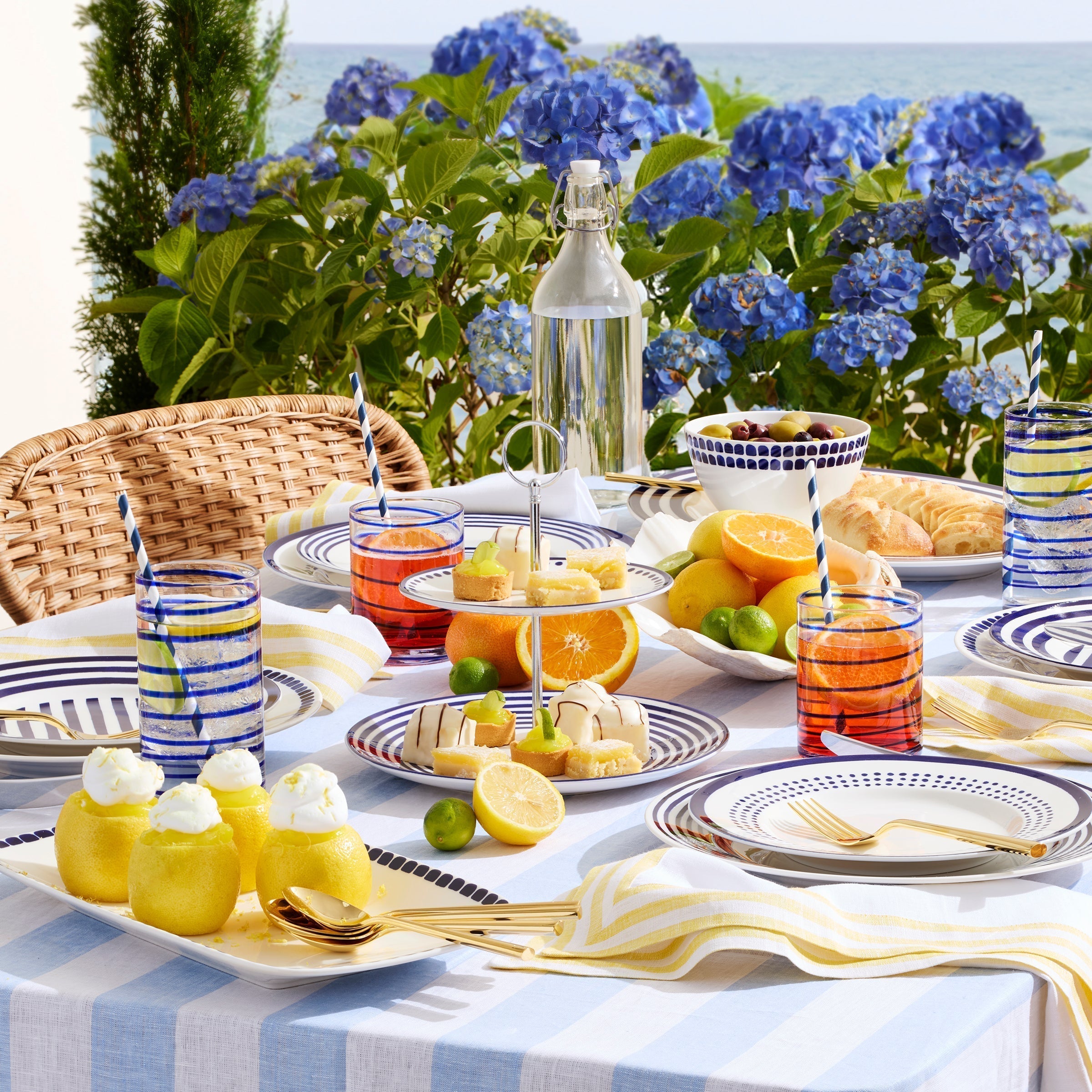Blue Diagonal Stripe Dinner Plate - Image 2