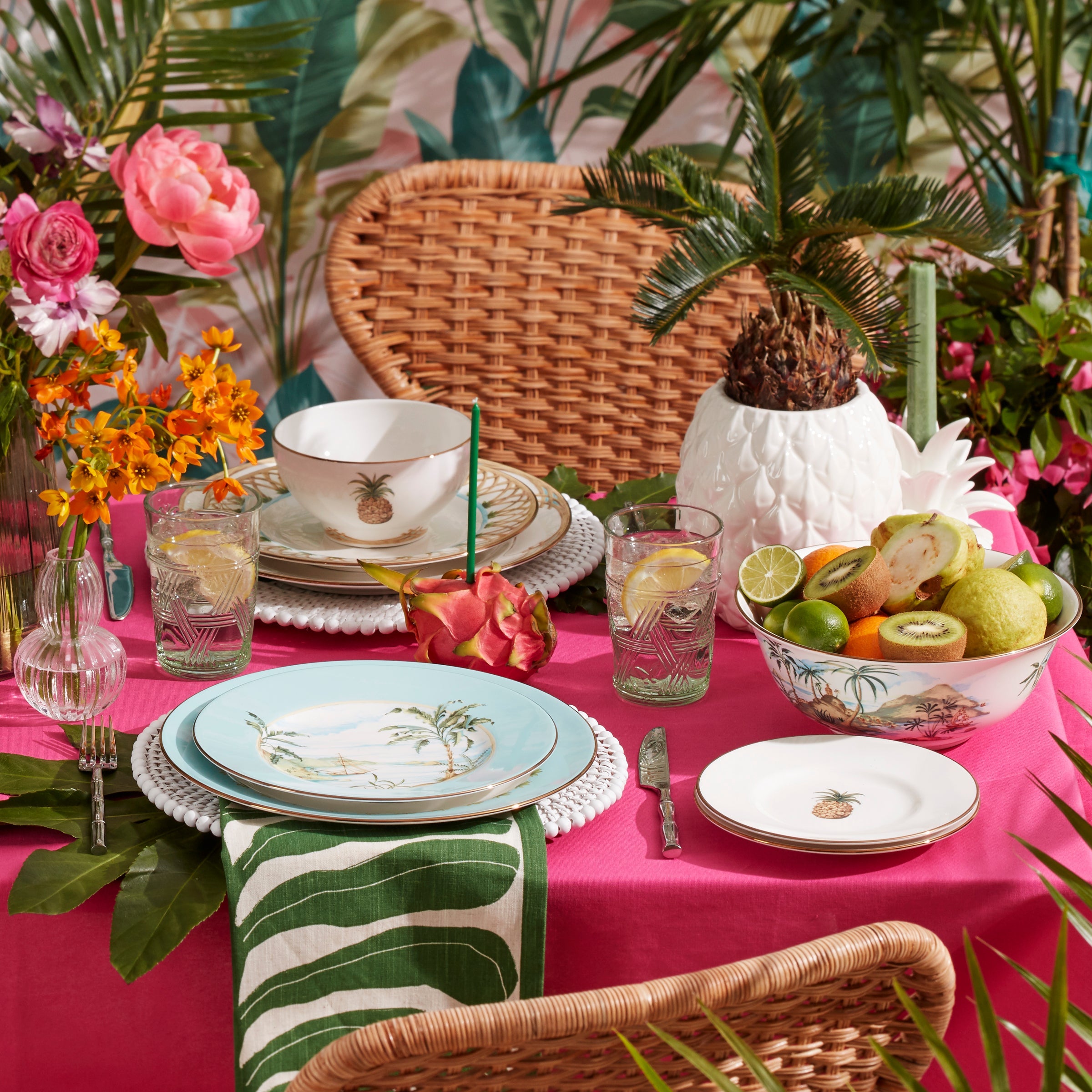 Tropical Bamboo Border Porcelain Dinner Plate - Image 4