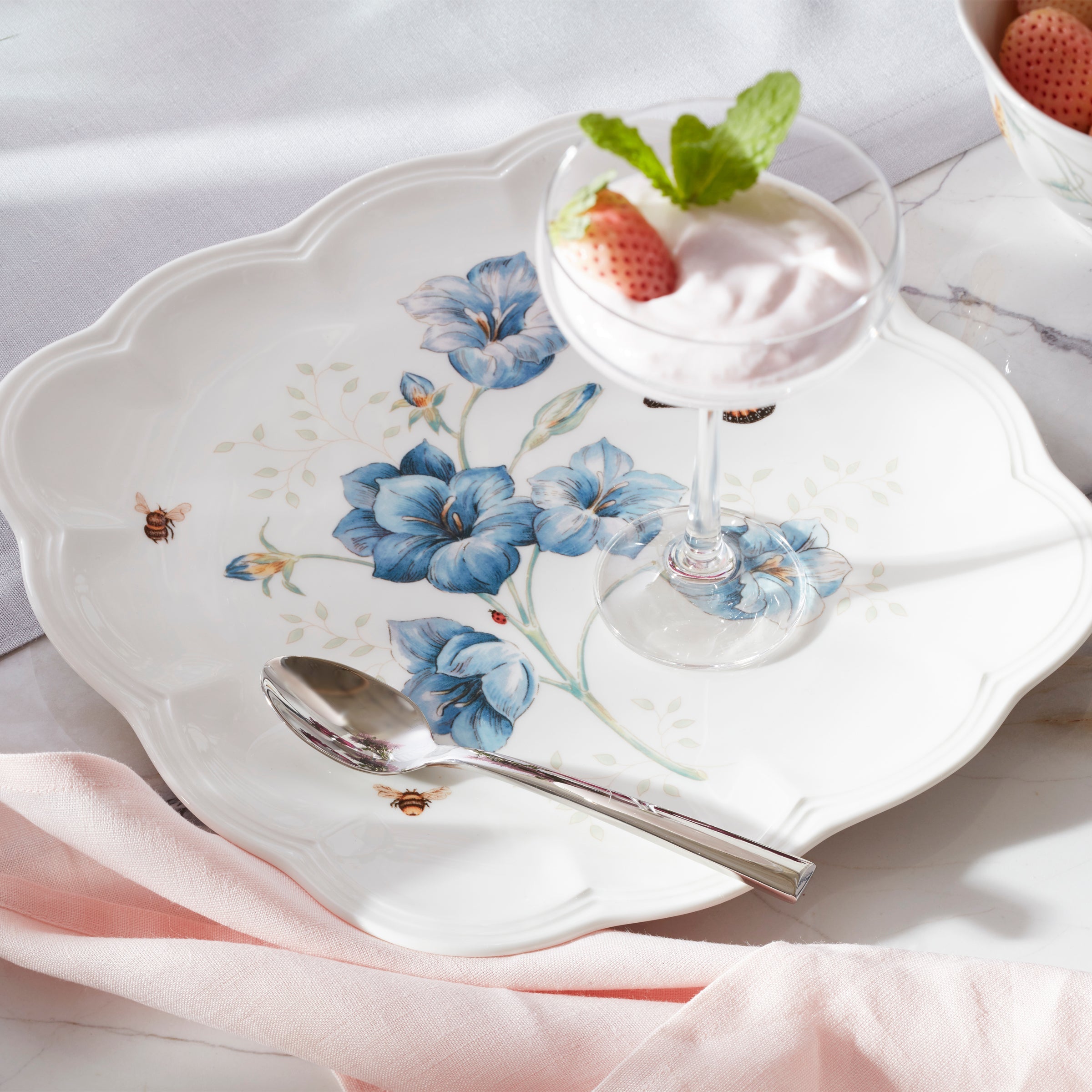 Square Butterfly Floral Dinner Plates, Set of 4 - Image 3