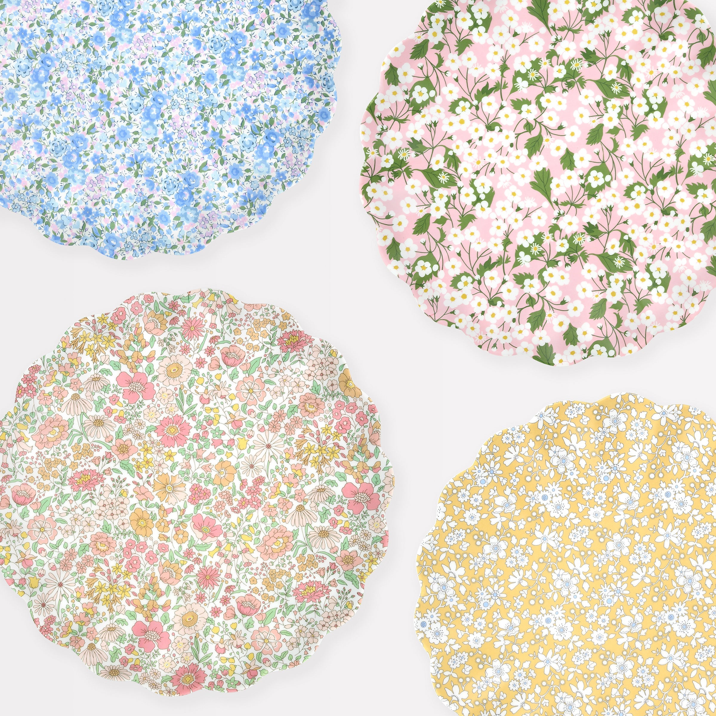9.75" Floral Scalloped Melamine Dinner Plates, Set of 4 - Image 7