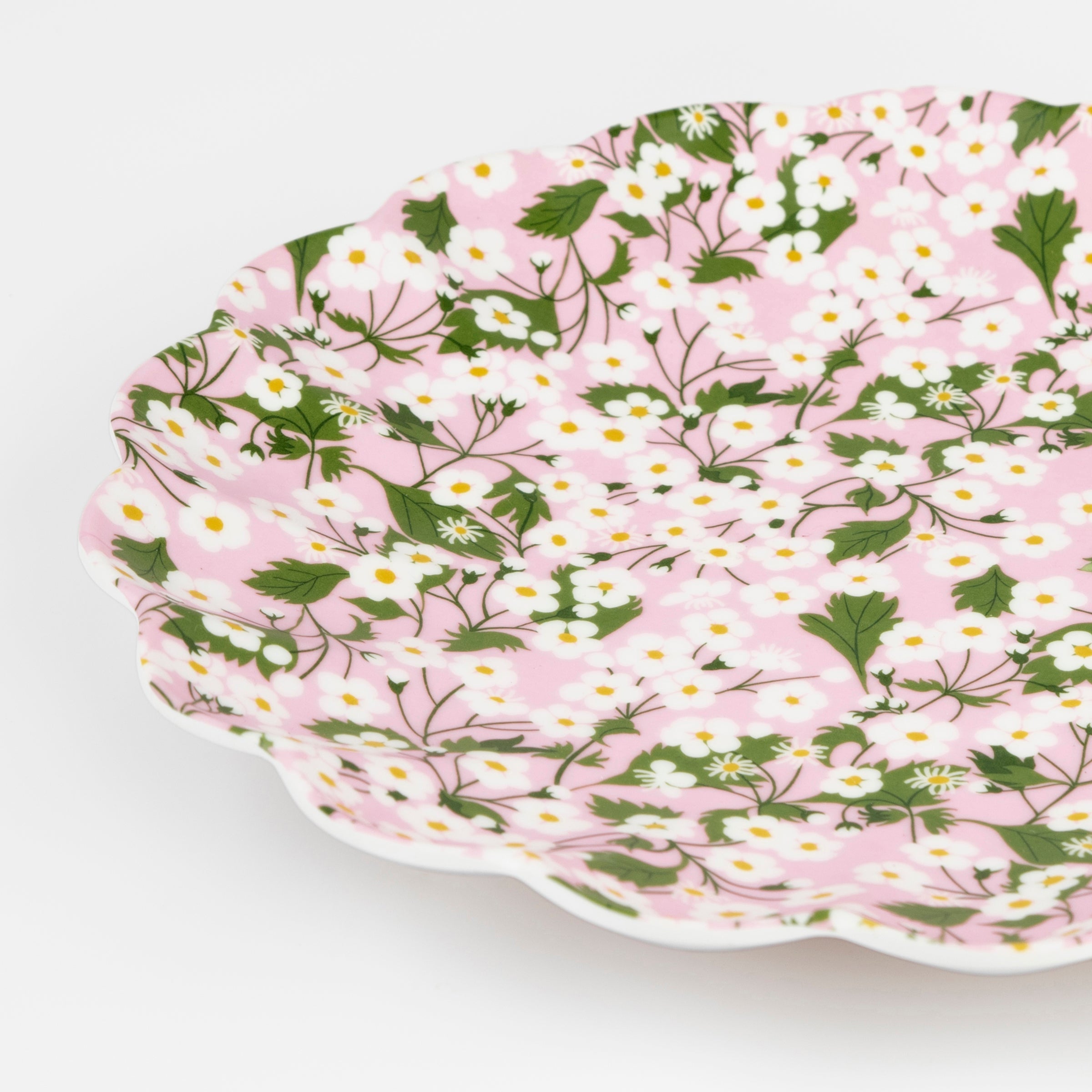 9.75" Floral Scalloped Melamine Dinner Plates, Set of 4 - Image 8