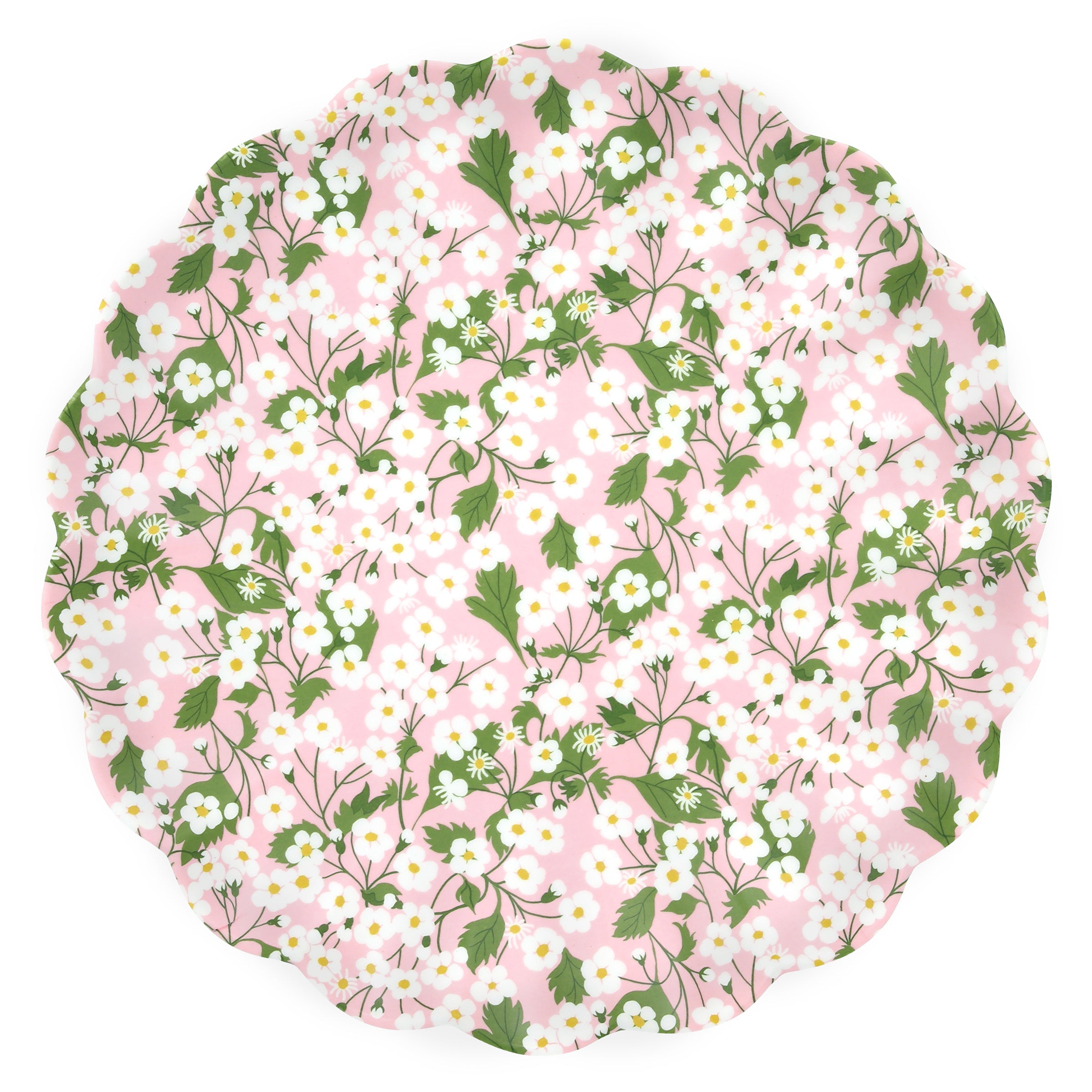 9.75" Floral Scalloped Melamine Dinner Plates, Set of 4 - Image 3